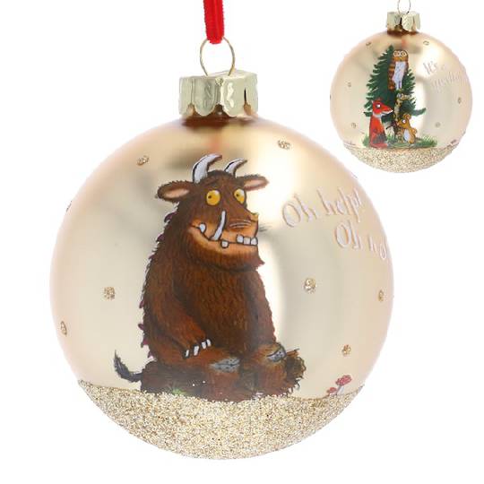 INDENT - Pack 12, Glass Ball Gold, Gruffalo & Friends 8cm